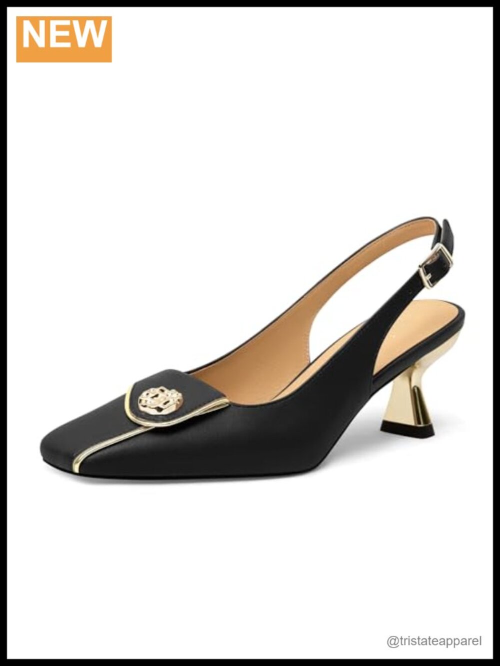 Kitten Heel Slingback Square Toe Low Heel Pumps 2 Inch Work Dress Shoes